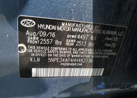 2017 Hyundai Sonata Sport z USA, uszkodzony, nr VIN 5NPE34AF4HH482736